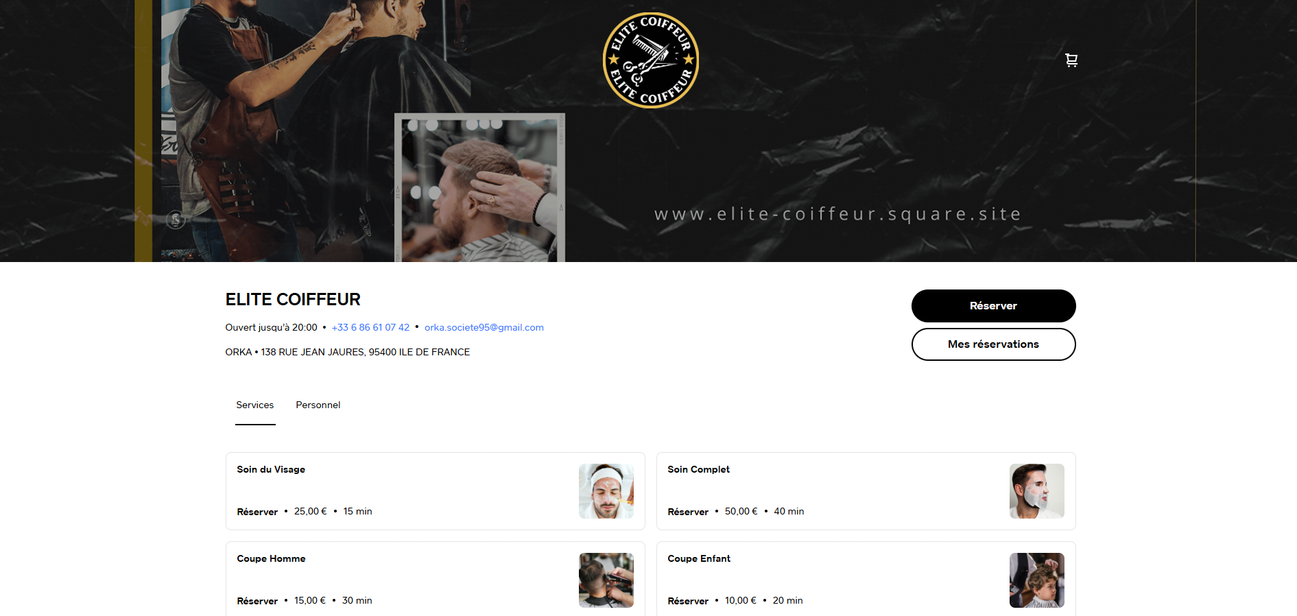 Capture du site ELITE COIFFEUR